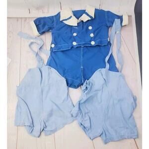 Vtg 1950s Todddler Boy Lot of 3 Outfits with Flaws Suspenders Blue Handmade